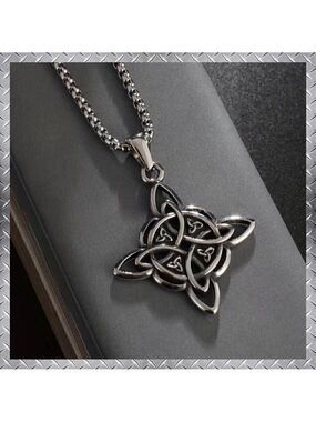 Large Irish Celtic Cross Pendant and Necklace #1197